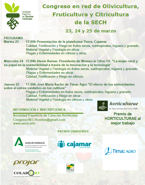 El Equipo de mejora genética de cítricos en el Congreso Online de Olivicultura, Citricultura y Fruticultura, organizado por la Sociedad Española de Ciencias Hortícolas